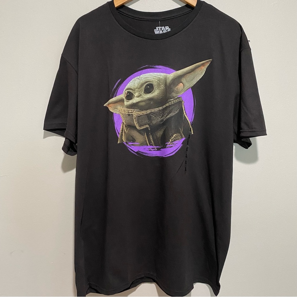 NWT Star Wars Black Tee with‎ Baby Yoda and Purple Accent Size XL